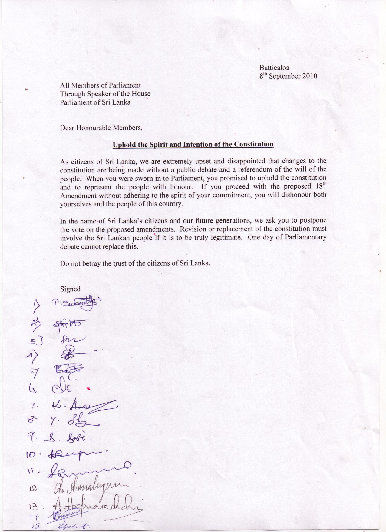 amended letter
